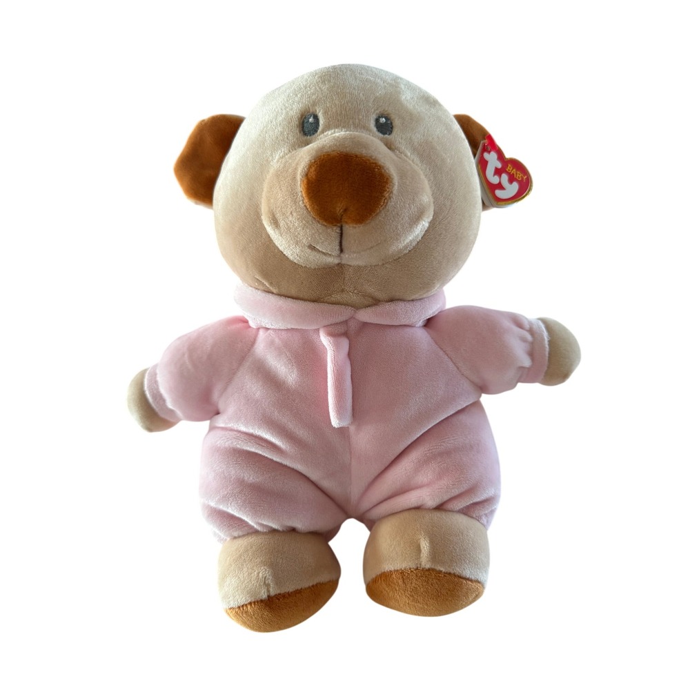 Ty PJ Bear Pink Plush The Baby Ty Collection 9" Hooded Sleeper Teddy Bear 2021